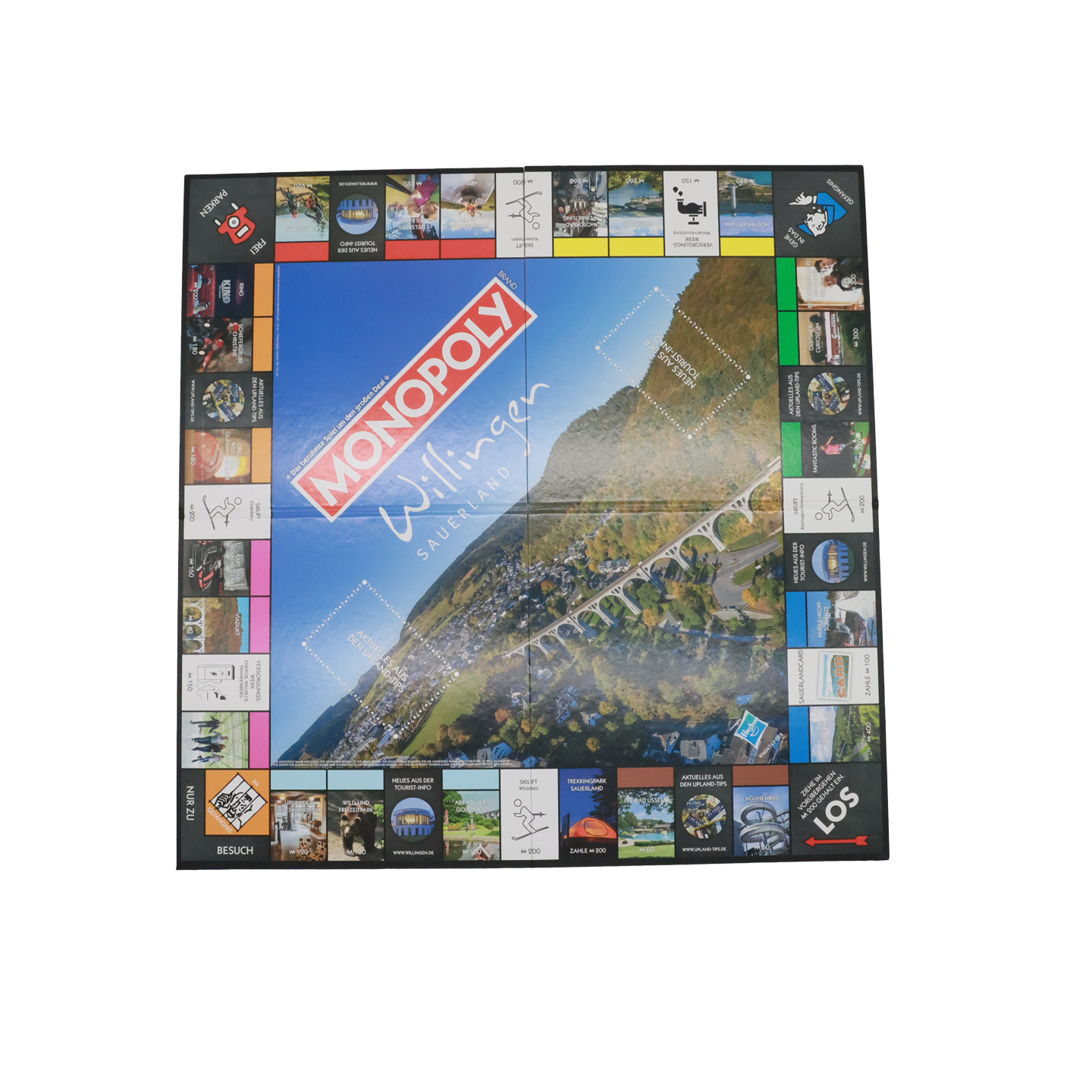 Bild: Es zeigt das  Monopoly Willingen Sauerland Spielbrett in der draufsicht.