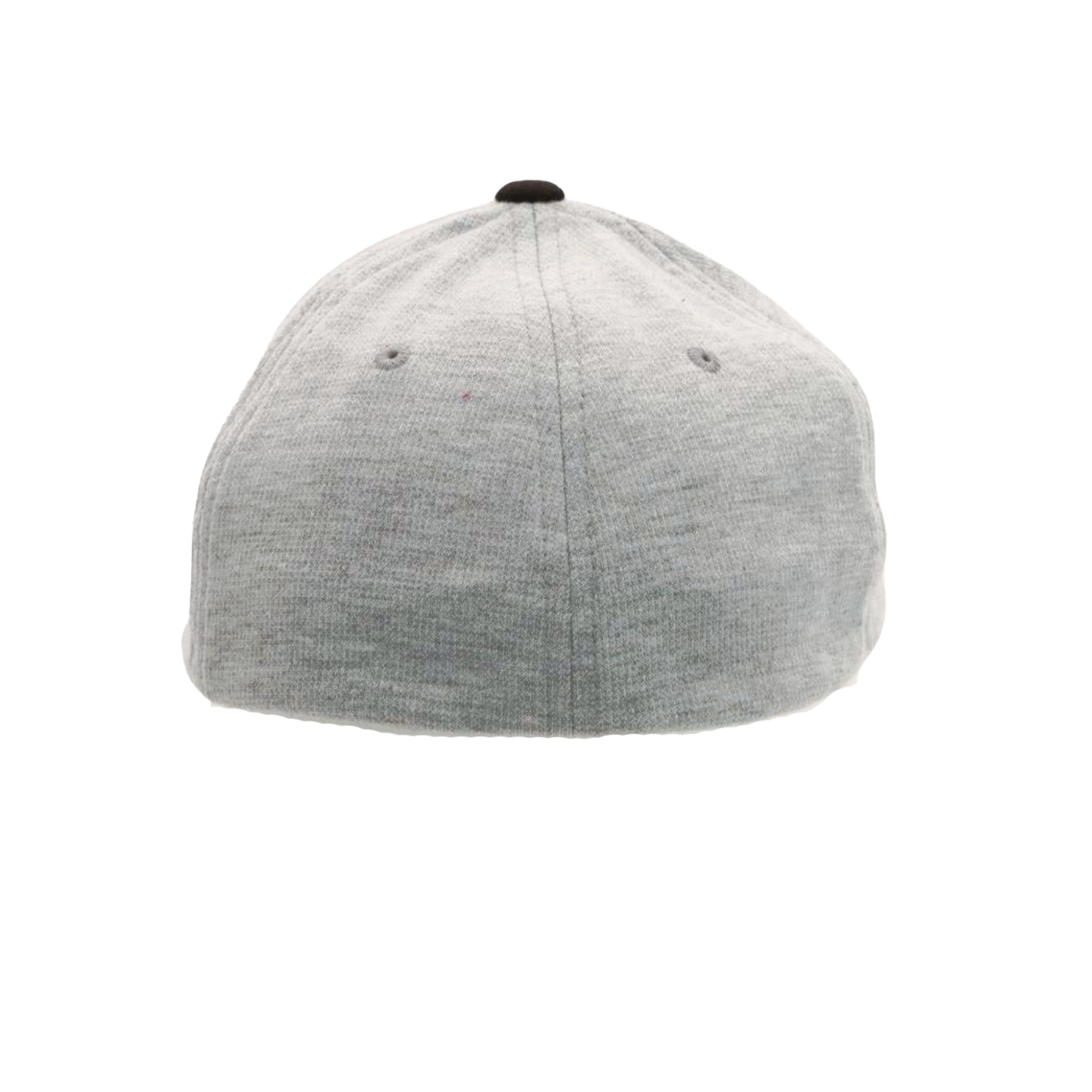 Bild: Es zeigt die Jerseykappe von hinten. Man sieht die grau umstickten Luftösen und den schwarzen stoffüberzogenen Knopf bei der Nahtzusammenführung oben auf dem Kopfteil.